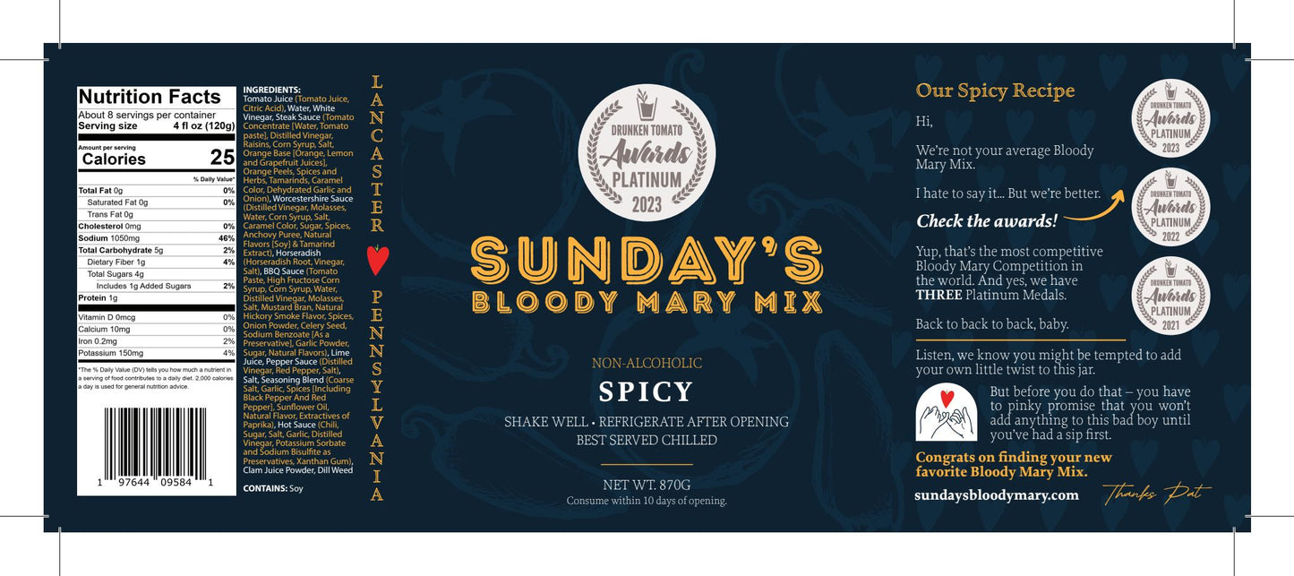 Spicy Bloody Mary Mix AWARD WINNING